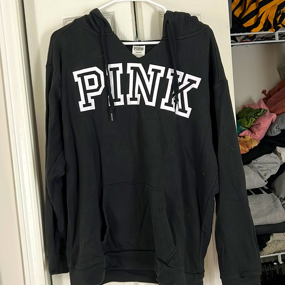 Pink V-neck hoodie